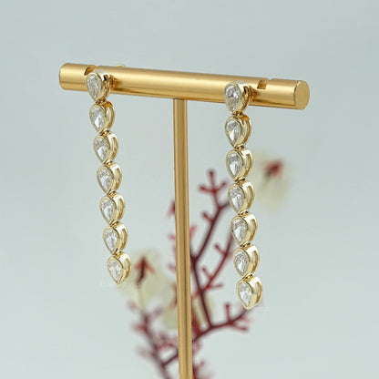 Pear Diamond Bezel Set Dangle Earrings Earrings