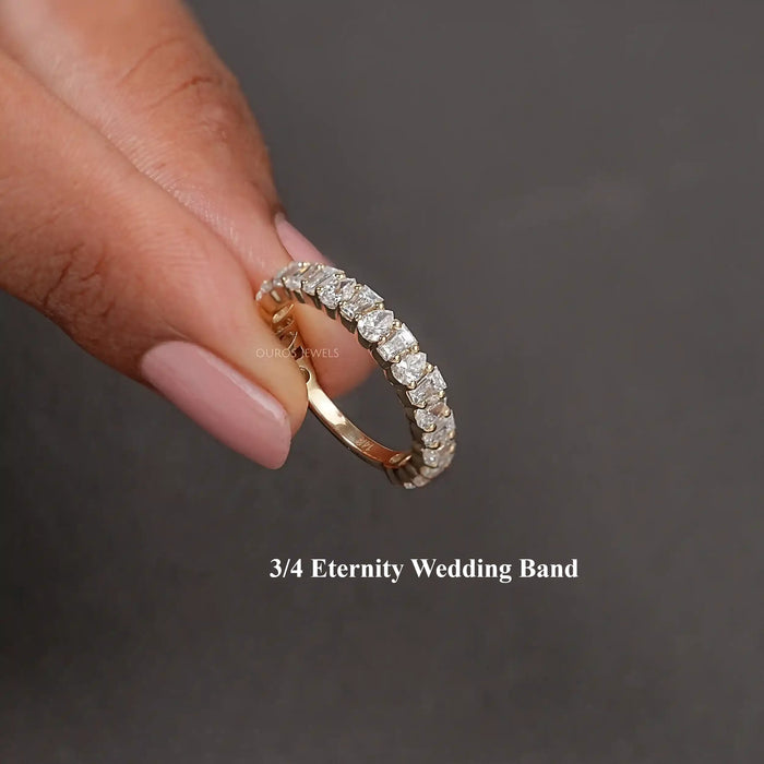 Tapered Baguette and Pear Diamond Half Eternity Wedding Band 