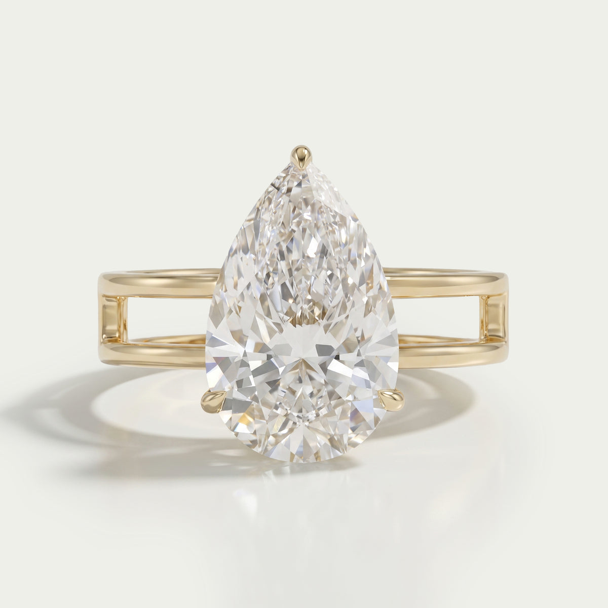 Pear Cut Double Band Engagement Ring Ring