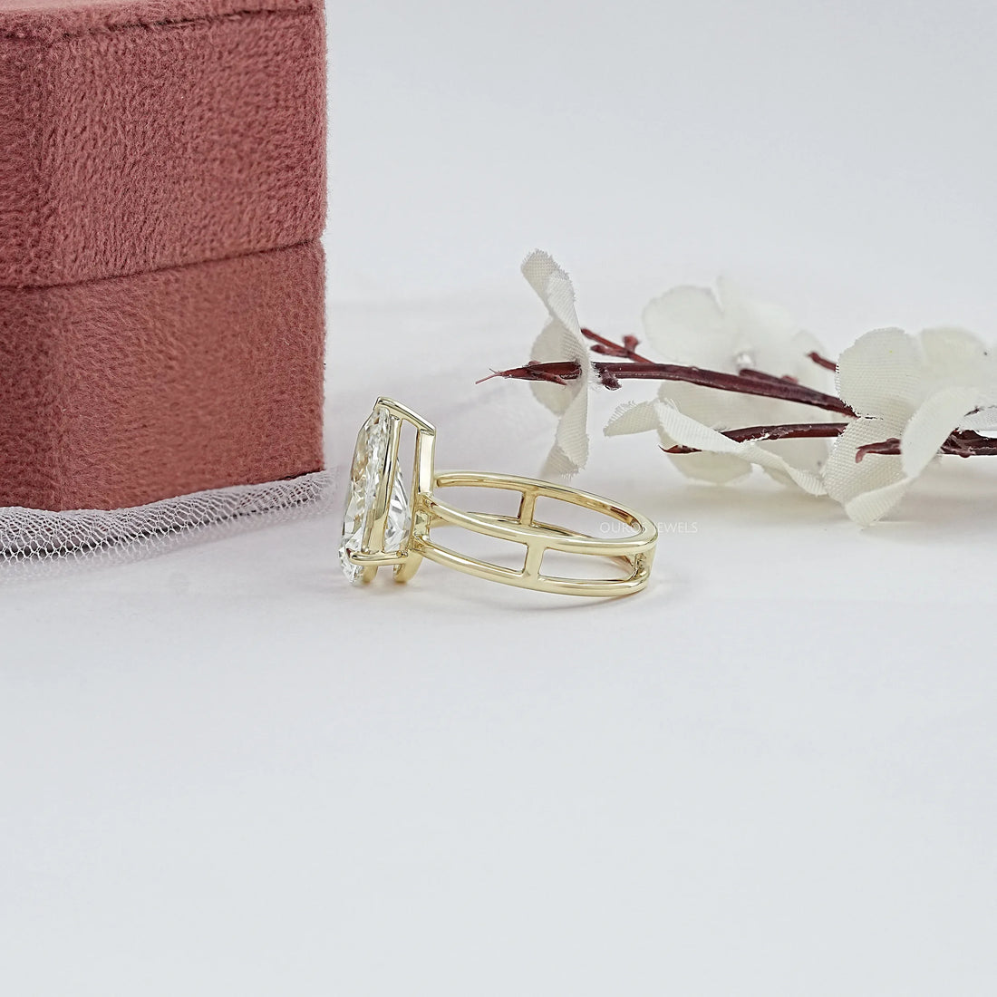 Pear Cut Double Band Engagement Ring Ring