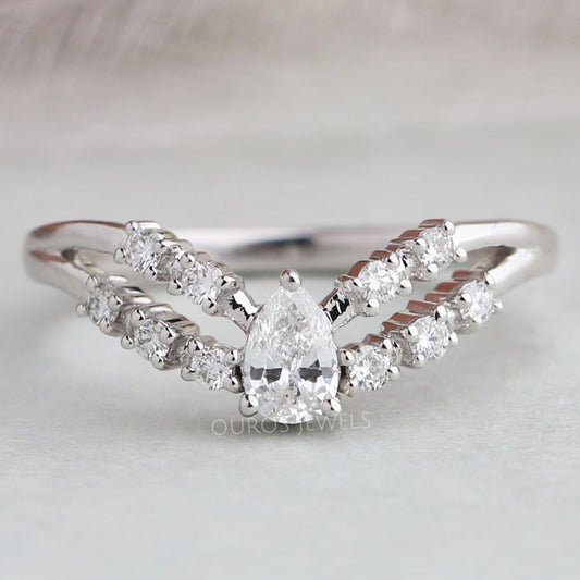 Pear Diamond Double Curved Band Rings