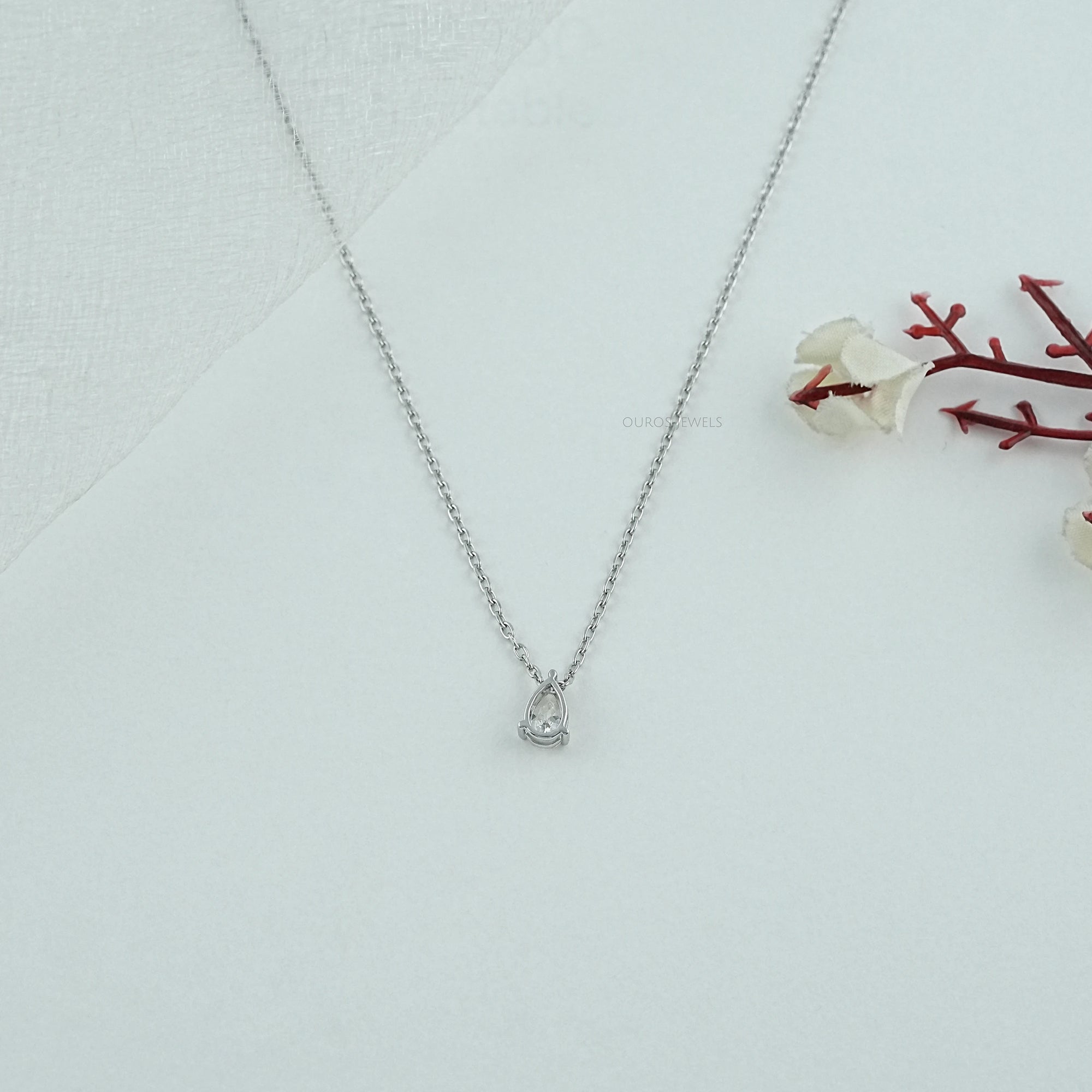 Pear Lab Diamond Solitaire Pendant Necklaces