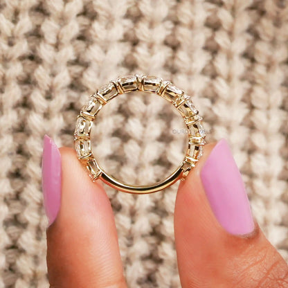 Pear Cut Lab Grown Diamond Half Eternity Band