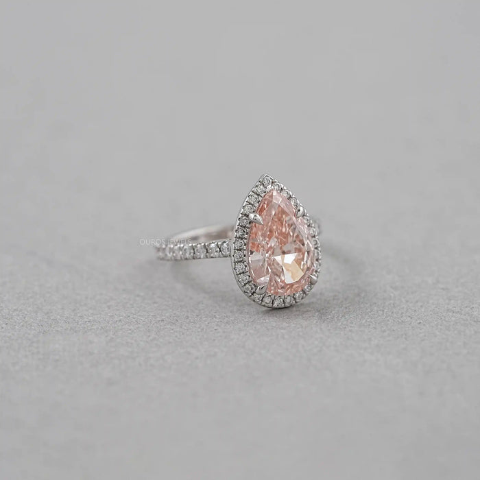 Pink Pear Diamond Halo Anniversary Ring