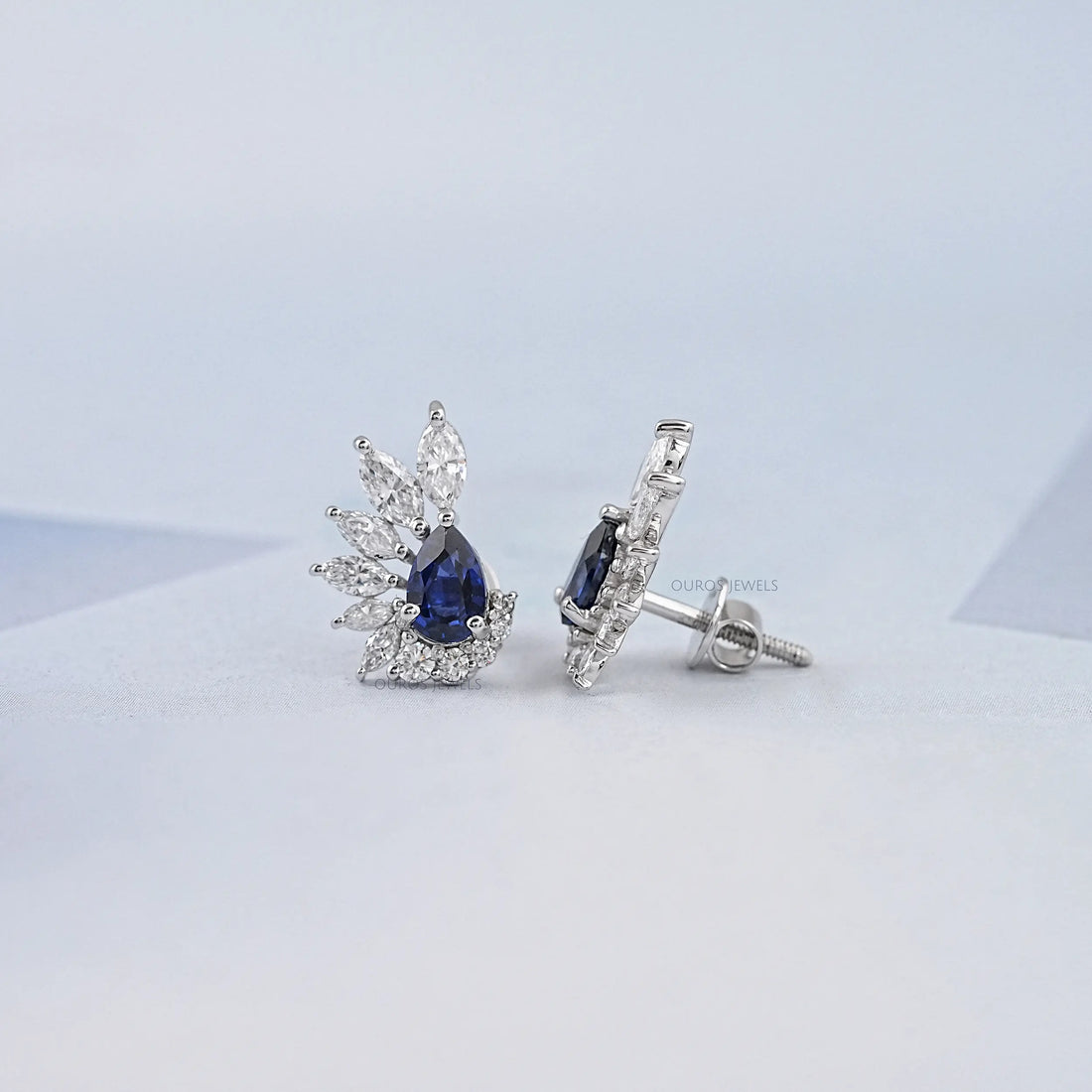Pear Cut Sapphire Gemstone Stud Earrings Earrings