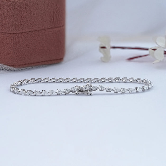 Pear Diamond Tennis Bracelet - East West Set 