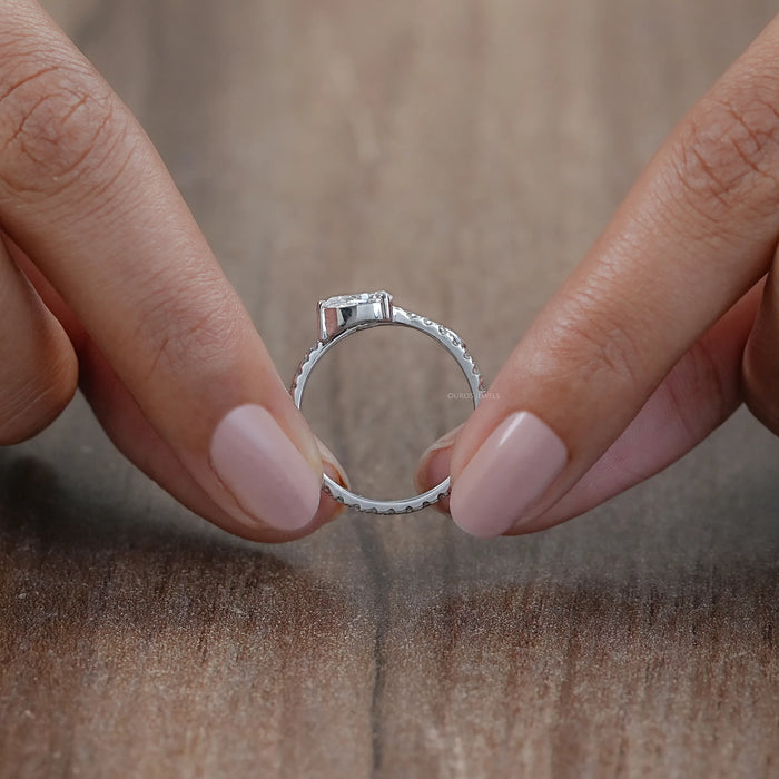 Pear Cut Lab Diamond Spiral Anniversary Ring