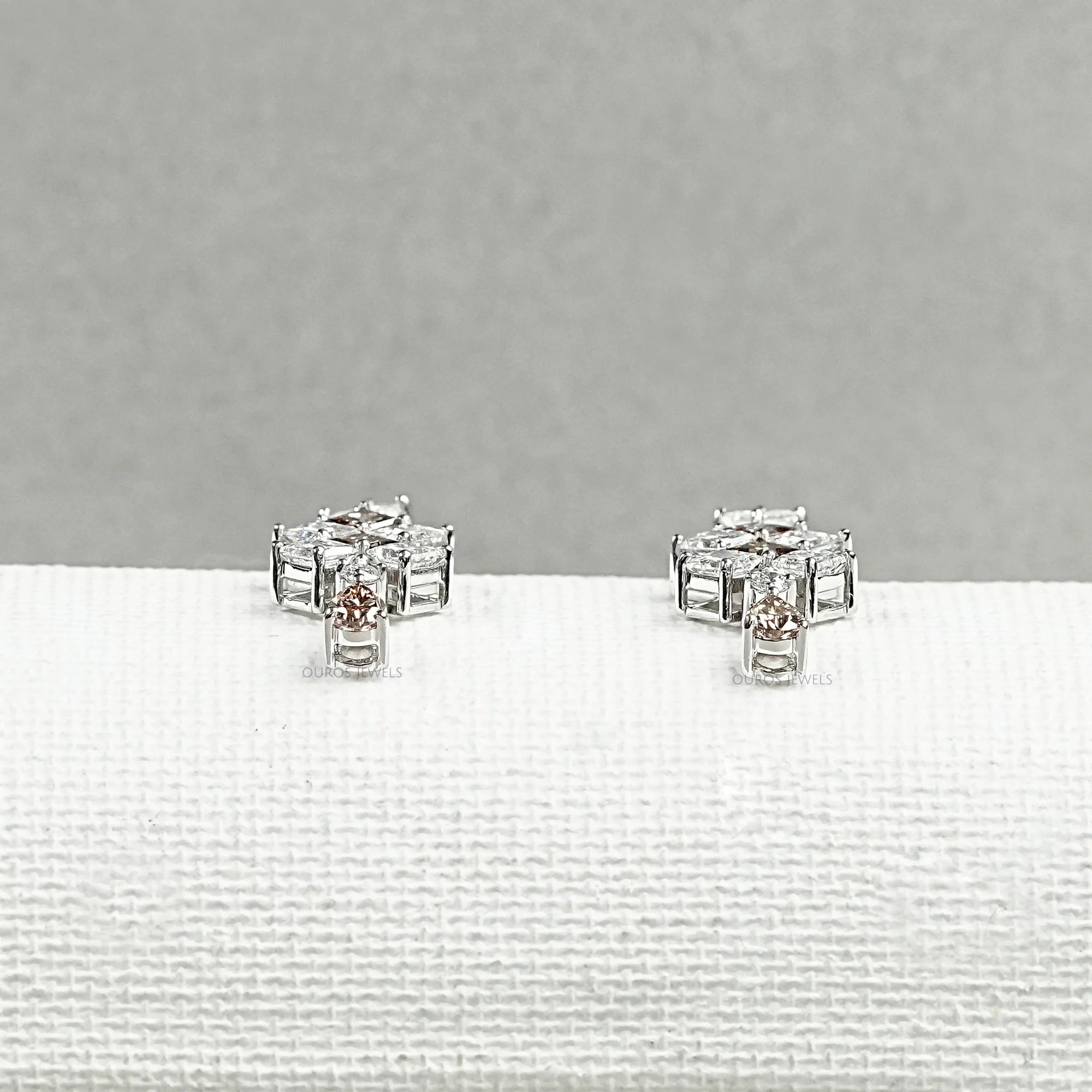 Champagne Princess Cut Lab Diamond Drop Earrings Earrings