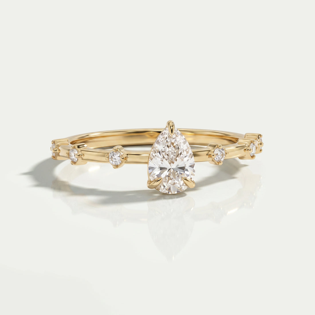Pear Cut Lab Grown Accent Diamond Engagement Ring