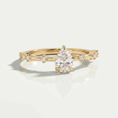 Pear Cut Lab Grown Accent Diamond Engagement Ring