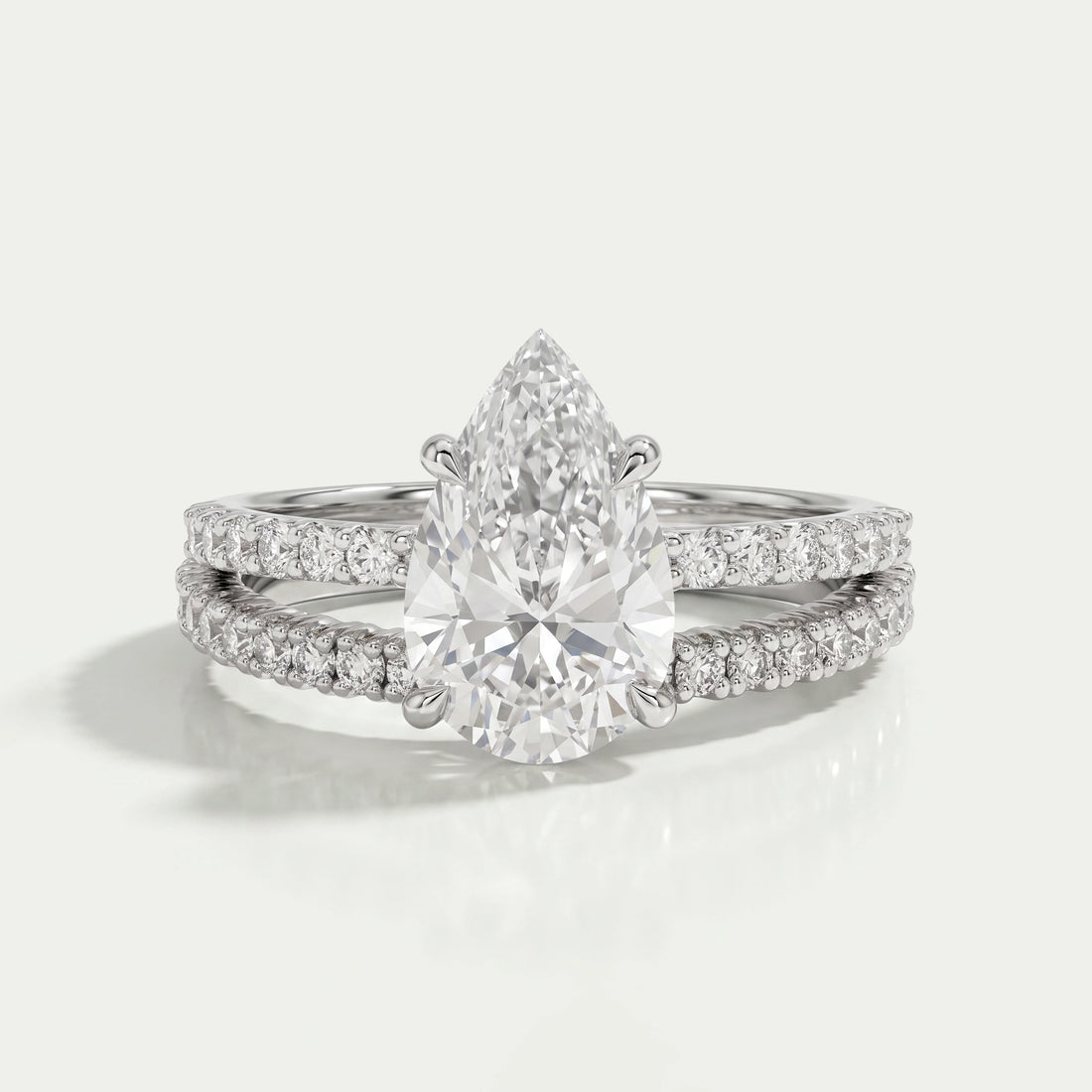 Pear Cut Solitaire Accent Bridal Ring Set