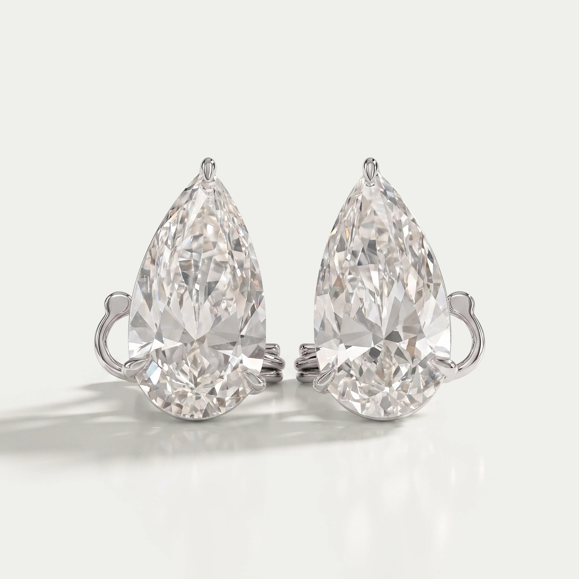 Pear Diamond Clip On Back Stud Earrings Earrings