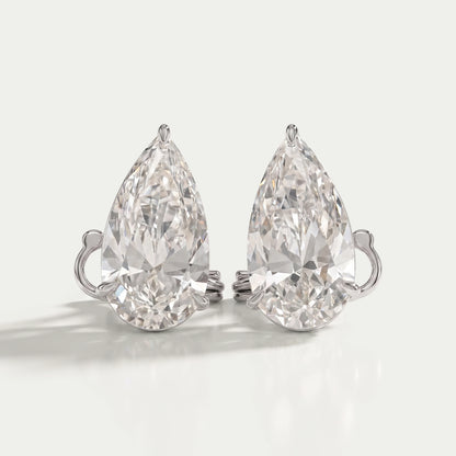 Pear Diamond Clip On Back Stud Earrings Earrings