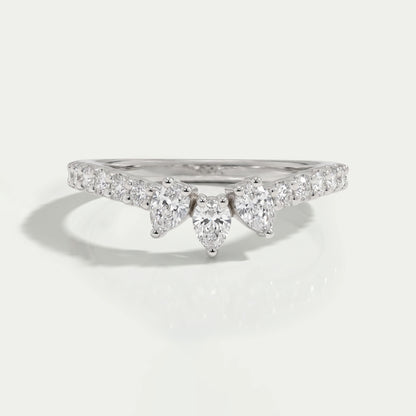 Pear Cut Curved Wedding Band Rings