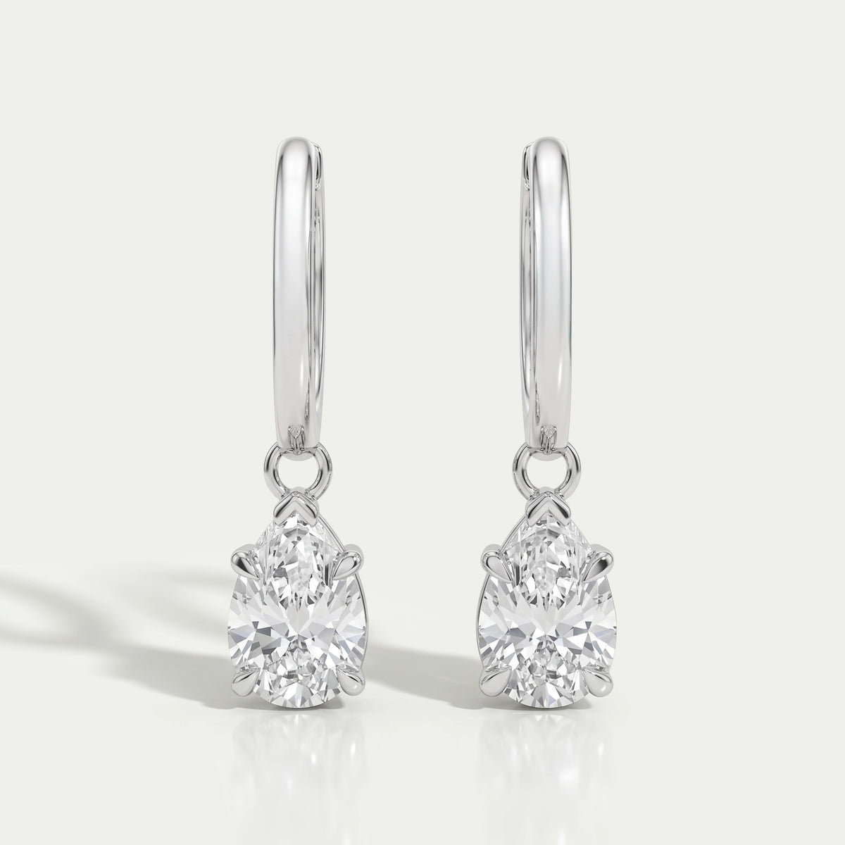 Pear Cut Lab Diamond Dangle Hoop Earrings