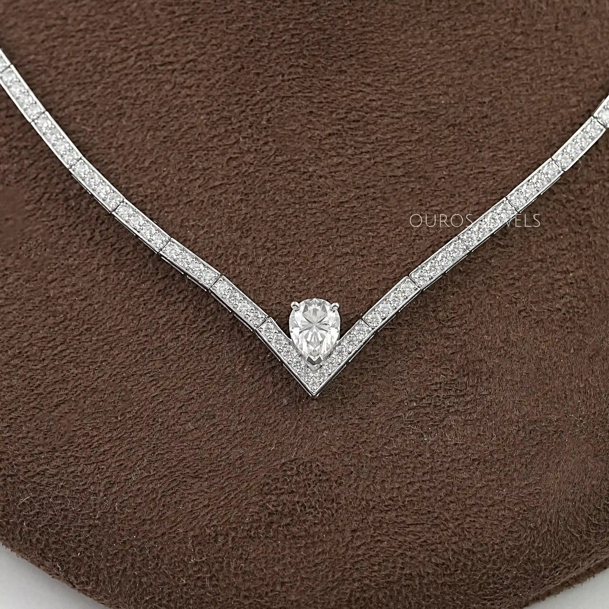 Heart And Round Lab Diamond Tennis Necklace 