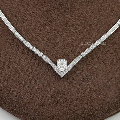 Heart And Round Lab Diamond Tennis Necklace 