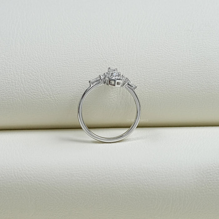 Twin Step Cut Pear Diamond Engagement Ring