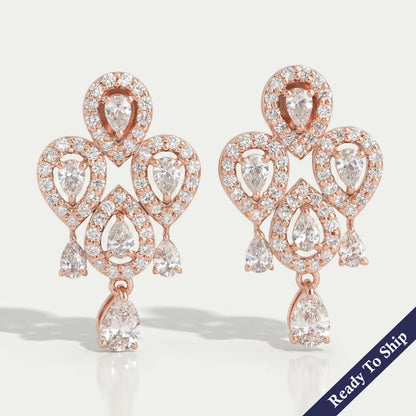 Flower Shape Pear Diamond Halo Earrings