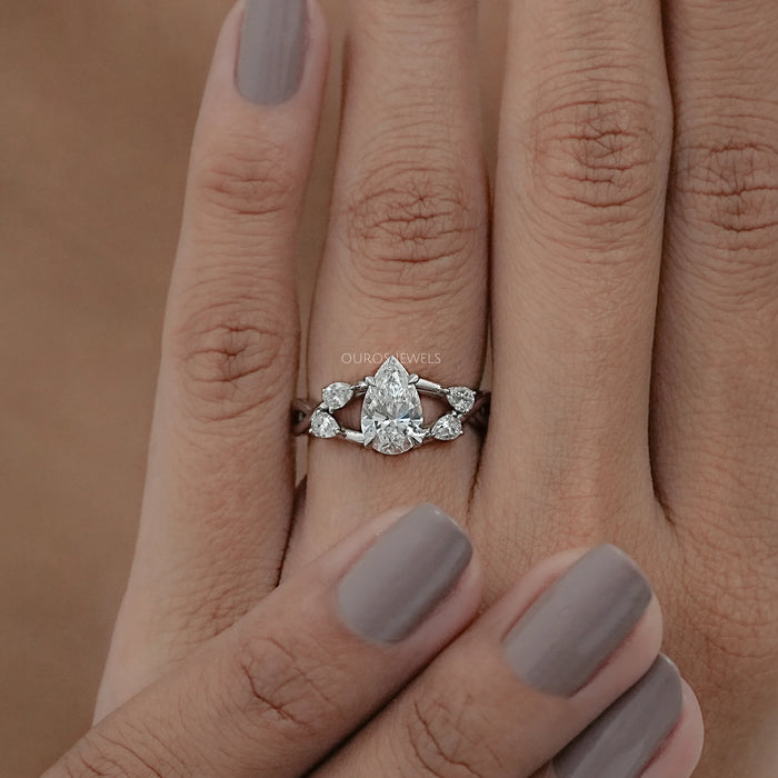 Infinity Pear Lab Diamond Engagement Ring