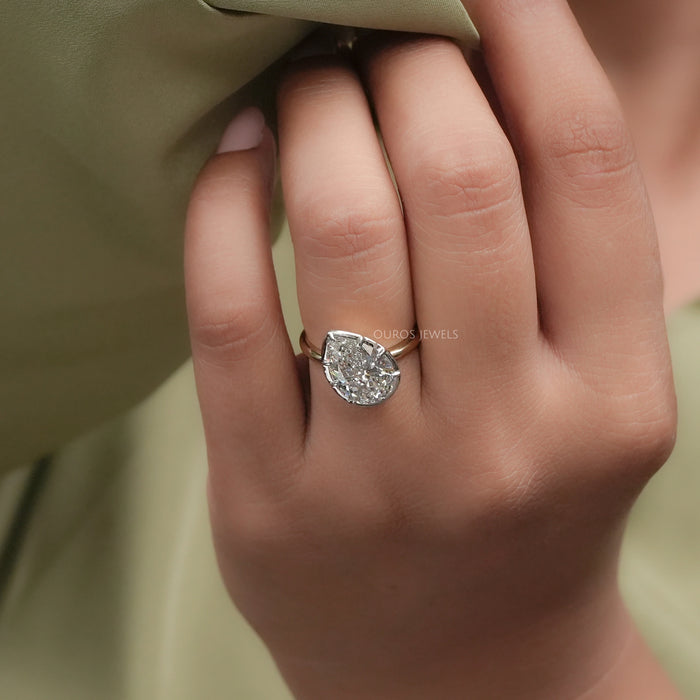 Pear Lab Diamond Button Back Ring