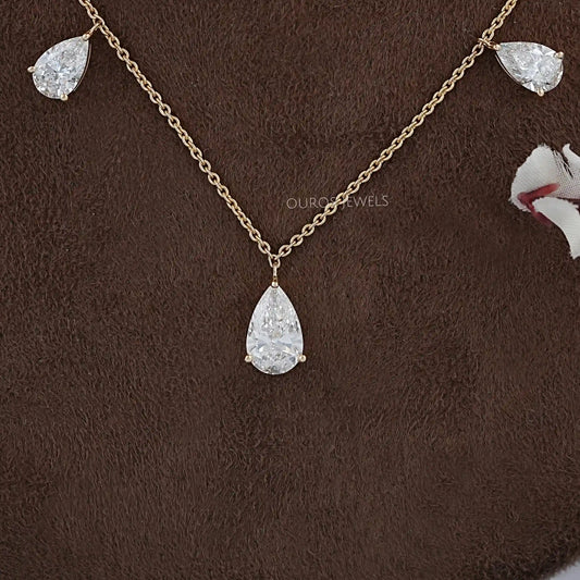 Pear Lab Grown Diamond Station Style Necklace Necklaces