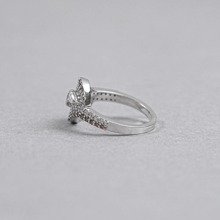 Pear Shaped Diamond Double Row Bypass Ring