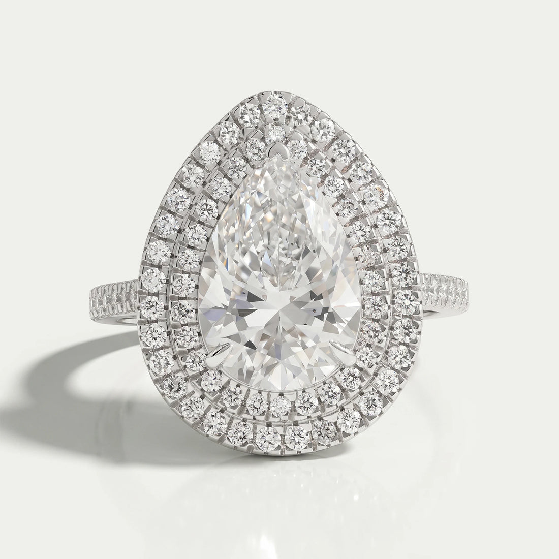 Pear Diamond Double Halo Engagement Ring