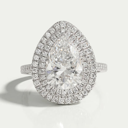 Pear Diamond Double Halo Engagement Ring