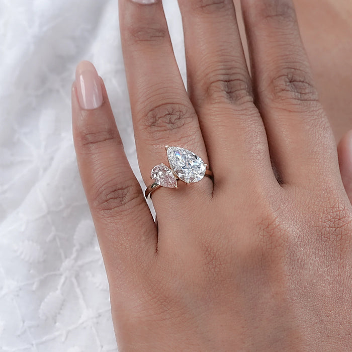 Pear Dual Lab-Grown Diamond Engagement Ring