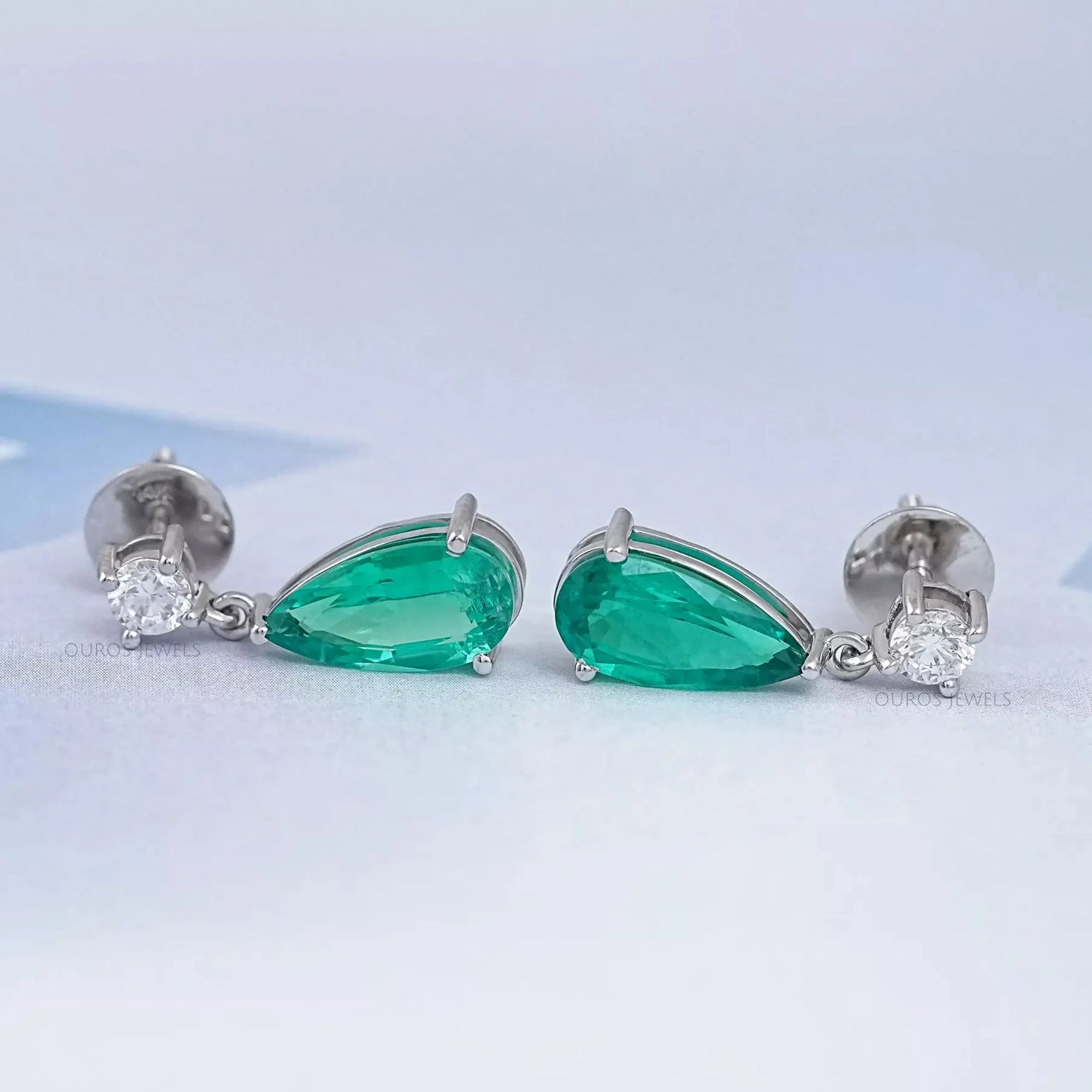 Green Pear Gemstone Drop Earrings Earrings