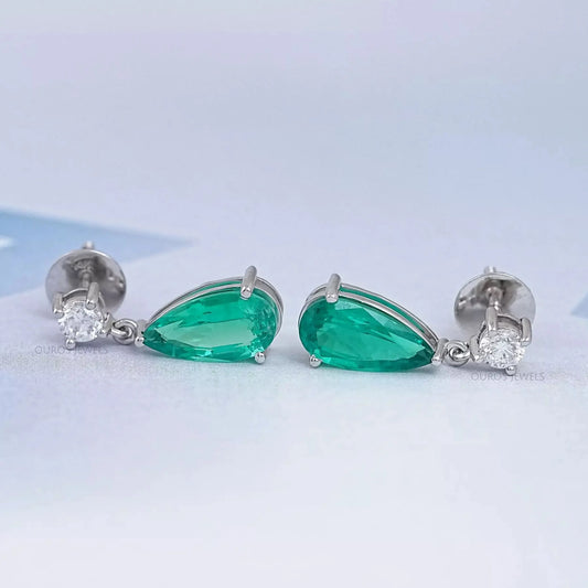 Green Pear Gemstone Drop Earrings Earrings