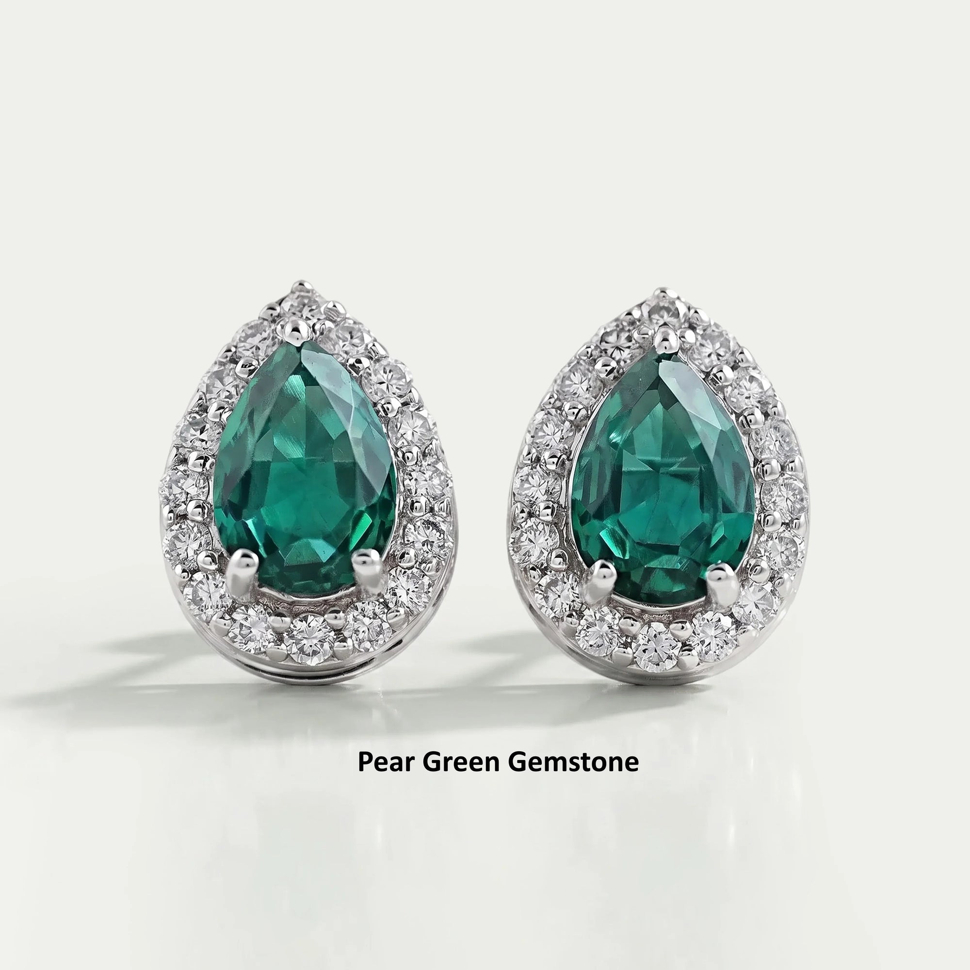 Pear Gemstone And Lab Diamond Halo Stud Earrings Earrings
