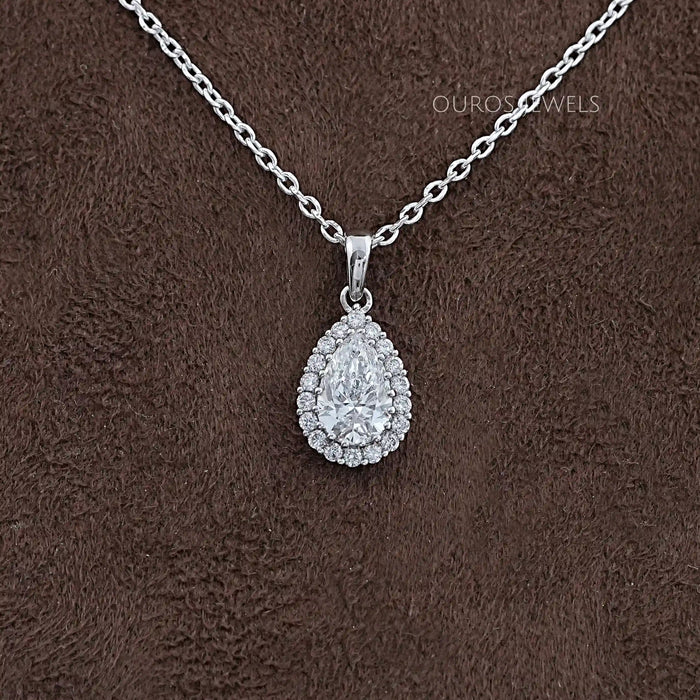 Pear Shape Lab Grown Diamond Halo Pendant
