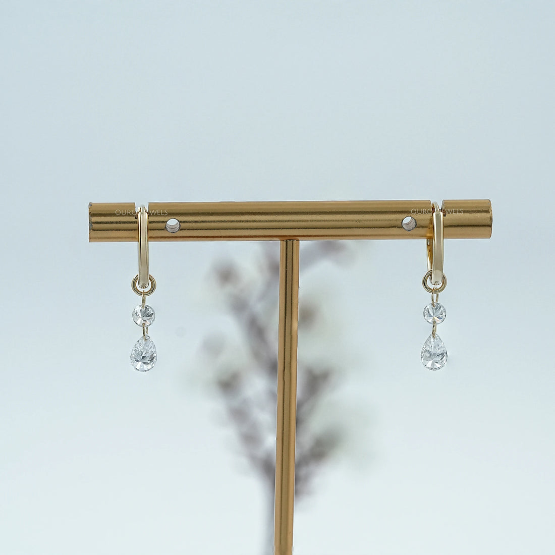 Pear And Round Cut Charm Dangle Hoop Earrings Earring