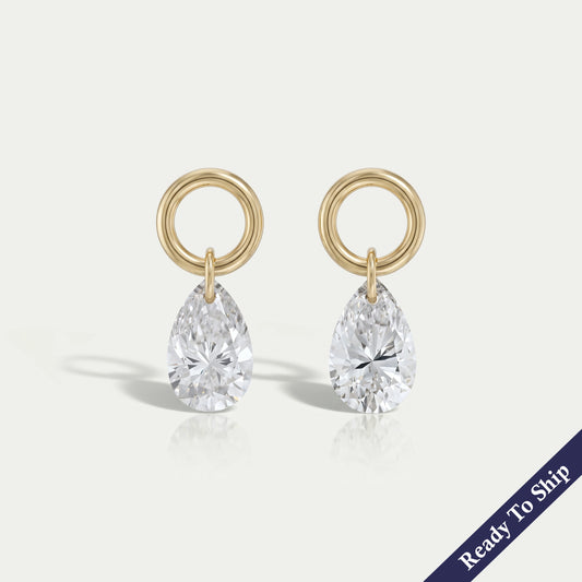 Pear Lab Diamond Drill Charm Earring