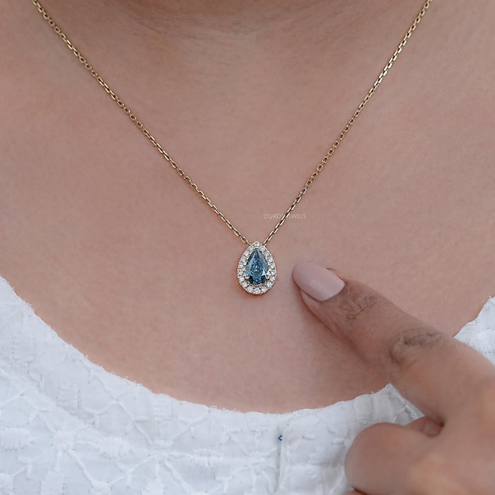 Blue Pear Lab Diamond Halo Pendant