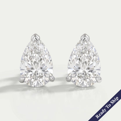 Pear Lab Diamond Stud Earrings Earrings