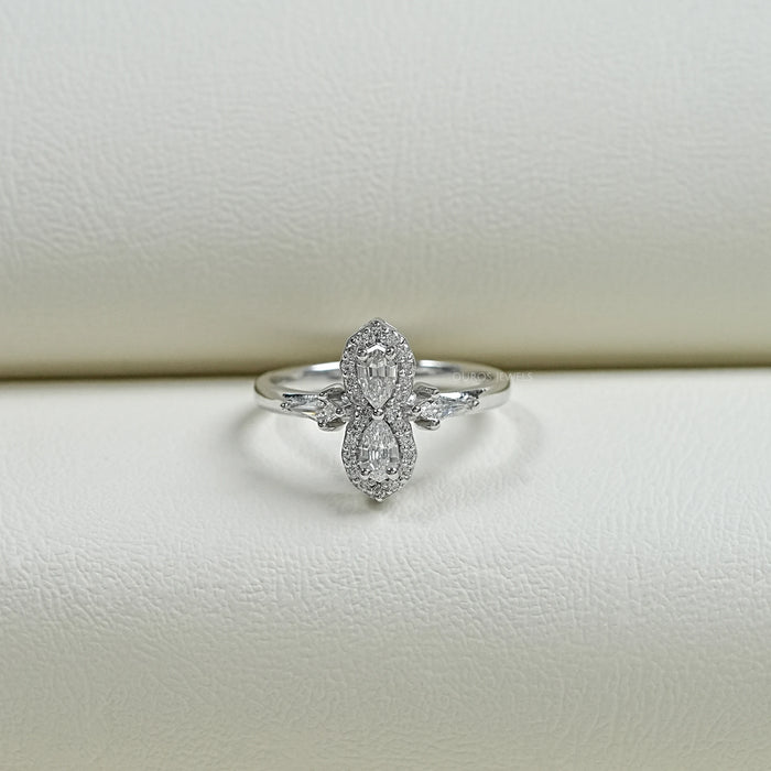 Twin Step Cut Pear Diamond Engagement Ring