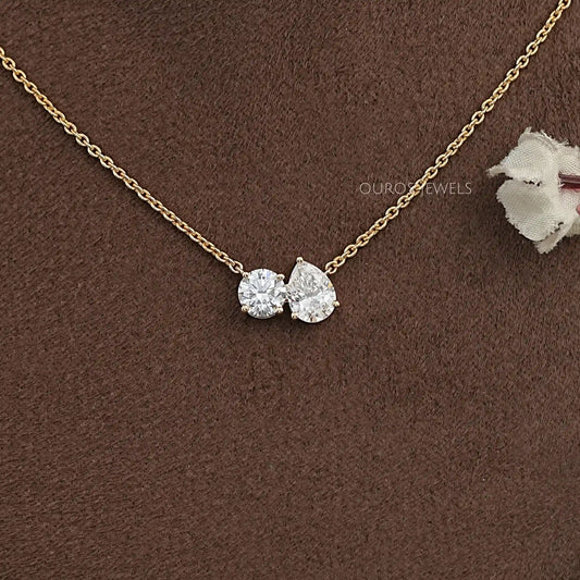 Pear And Round Diamond Toi Moi Pendant Necklaces