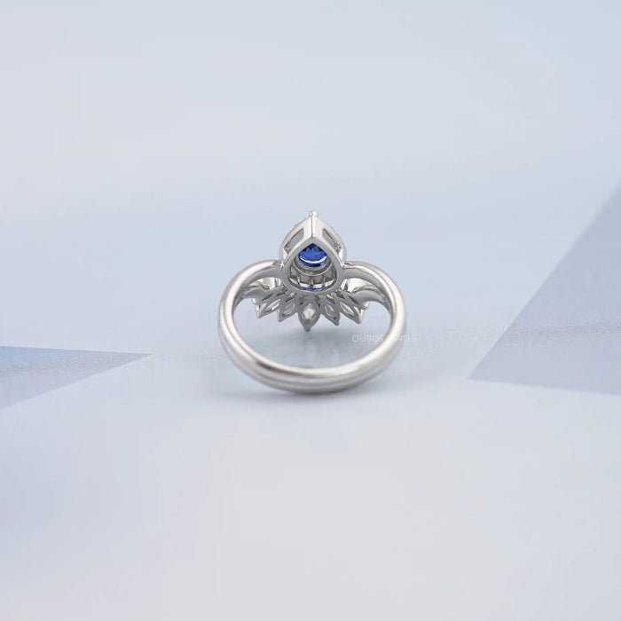 Sapphire Pear Gemstone Curved Wedding Ring