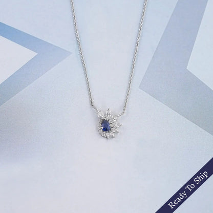 Sapphire Pear And Marquise Floral Cluster Pendant