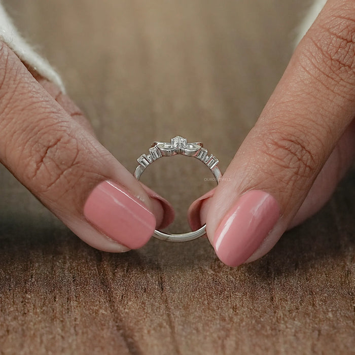 Pear Shaped Diamond Butterfly Dainty Ring
