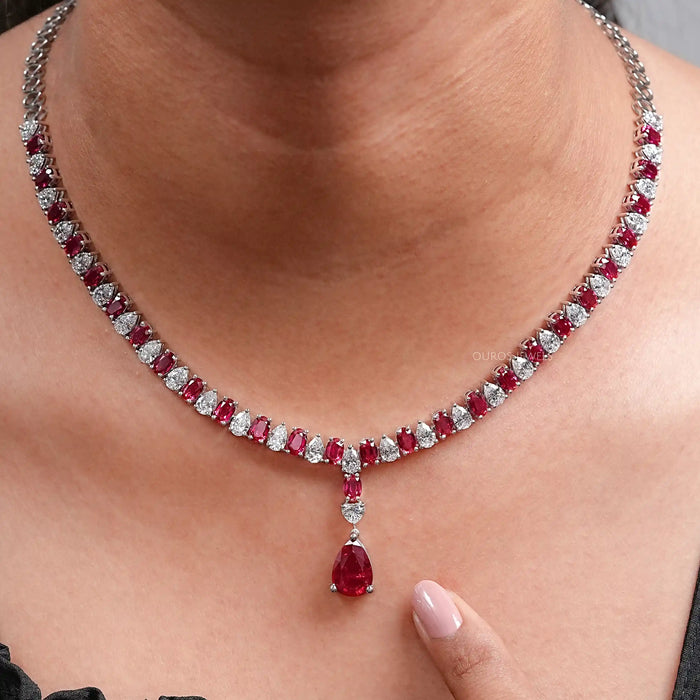 Ruby Gemstone & Lab Grown Diamond Necklace