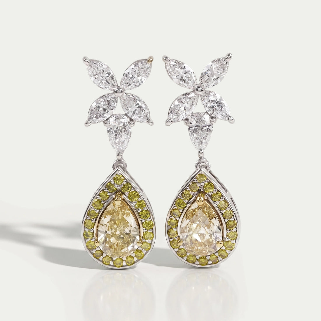 Pear Shaped Yellow Diamond Drop Earrings Earrings