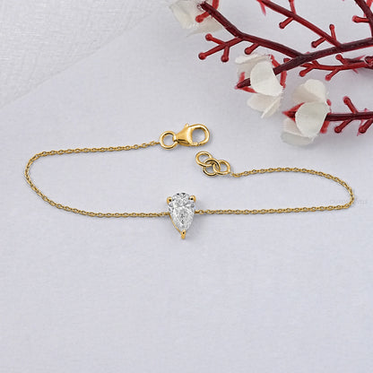 Brilliant Cut Lab Diamond Solitaire Bracelet Pear Bracelet
