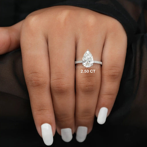 [2.50 Ct Pear Shaped Diamond Engagement Ring]-[Ouros Jewels]