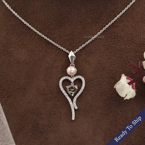 Pearl And Olive Heart Diamond Pendant