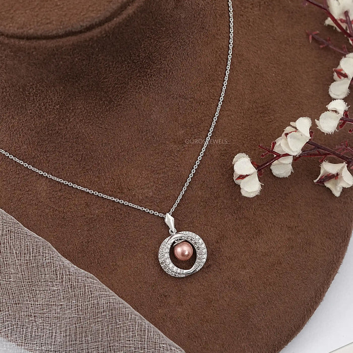 Pearl And Diamond Halo Pendant