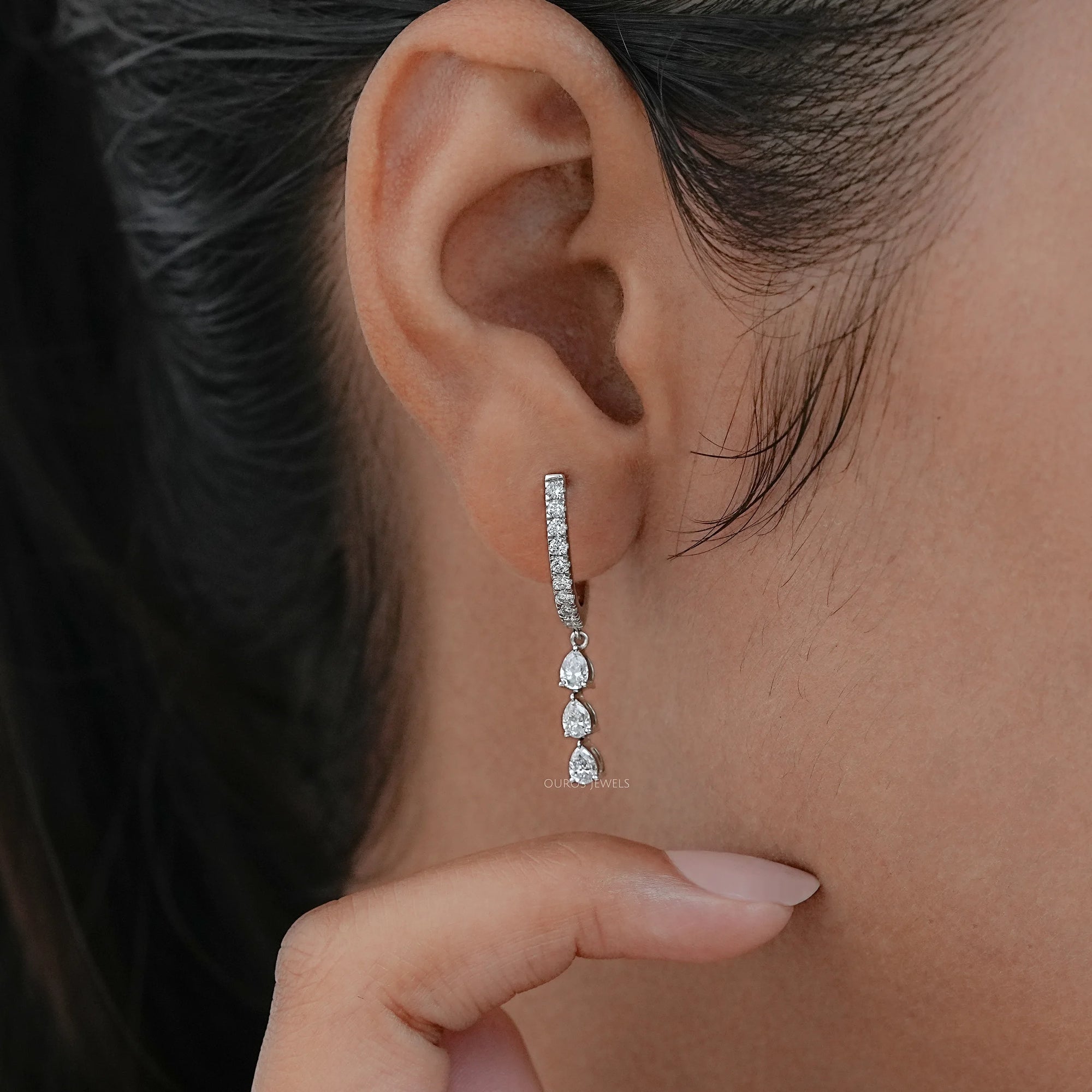 Pear Cut Lab Diamond Drop And Dangle Earrings Earring
